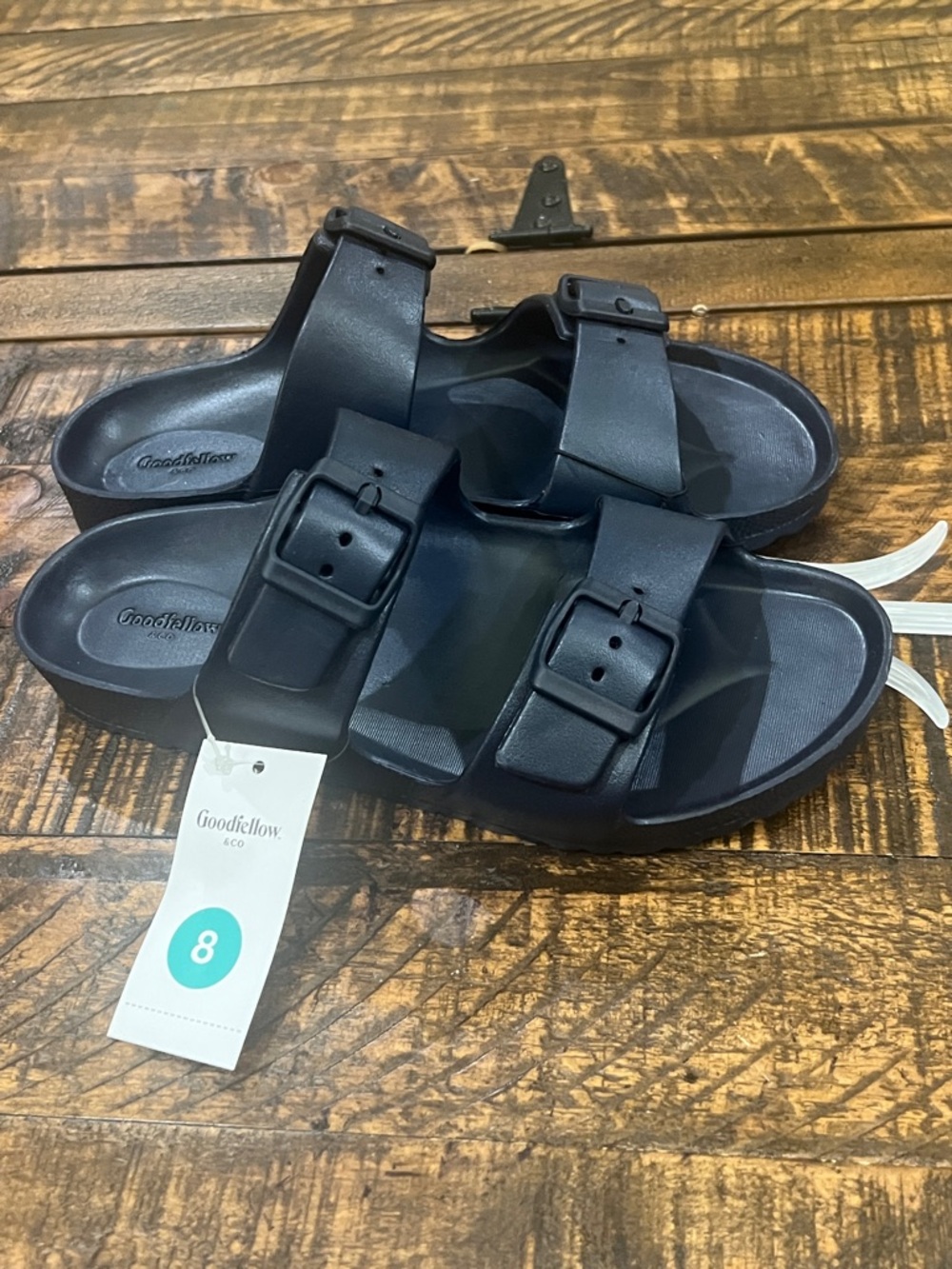 Goodfellow & Co Navy Double-Buckle EVA Slide Sandals